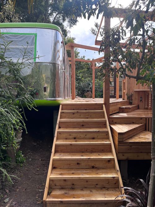 Cedar Deck, Stairs, and Spartan Trailer Los Angeles