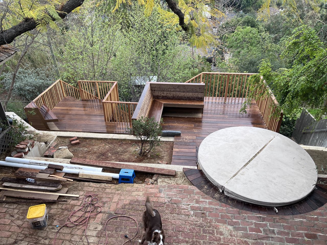 Redwood deck & hot tub, hillside